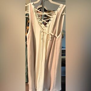 POL Cream and Tan Sleeveless Top